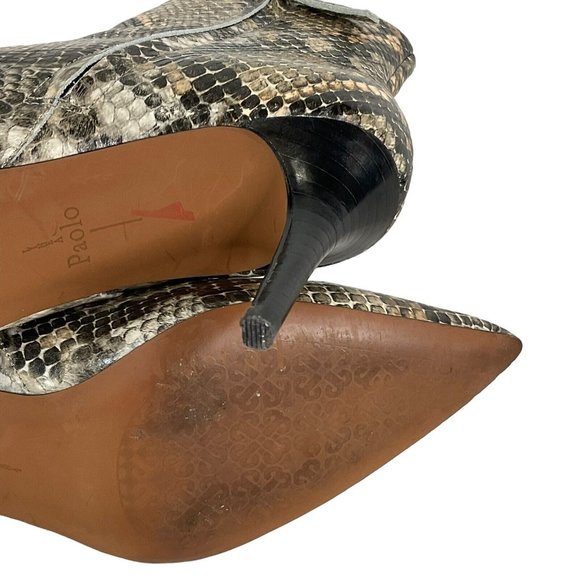 Linea Paolo Shoes Ankle Booties 7M Heels Side Zip Faux Snakeskin Stilleto - Picture 13 of 15